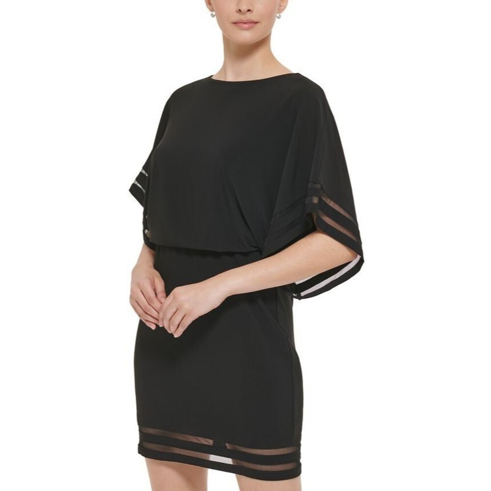 Jessica Howard Women's Boat-Neck Elbow-Sleeve Formal Dress Black 12